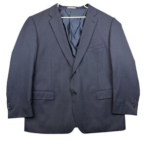 Profilo Suit‎ Jacket Mens 50R Blue Wool Two Button Notch Lapel Classic Fit Lined